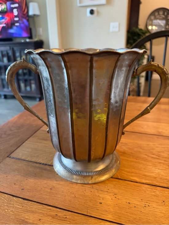 Other - Vintage hammered two-tone brass and silver-plated ice bucket